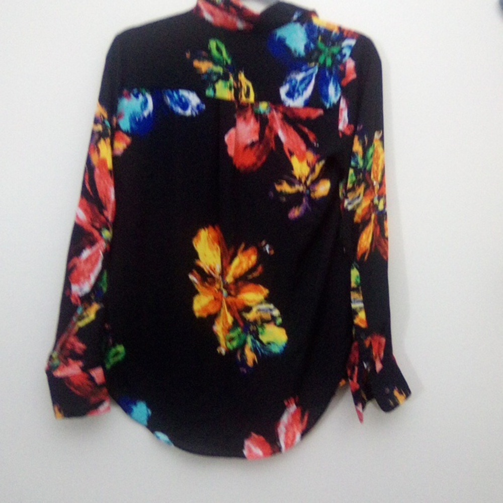Massimo Floral Black Women's Top Size Small - Picture 6 of 7